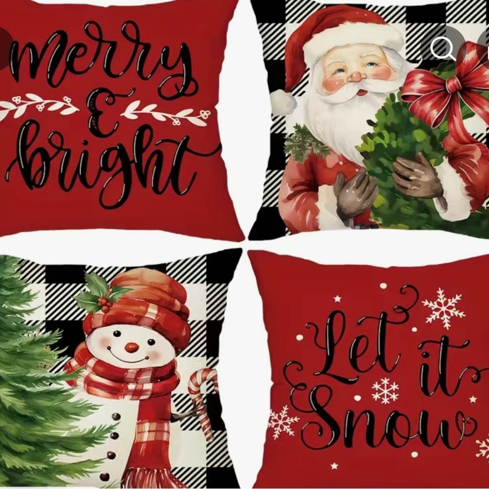 Christmas Pillowcases,17.7x17.7 Inch, Set Of 4, Pillow Inserts Not included B26